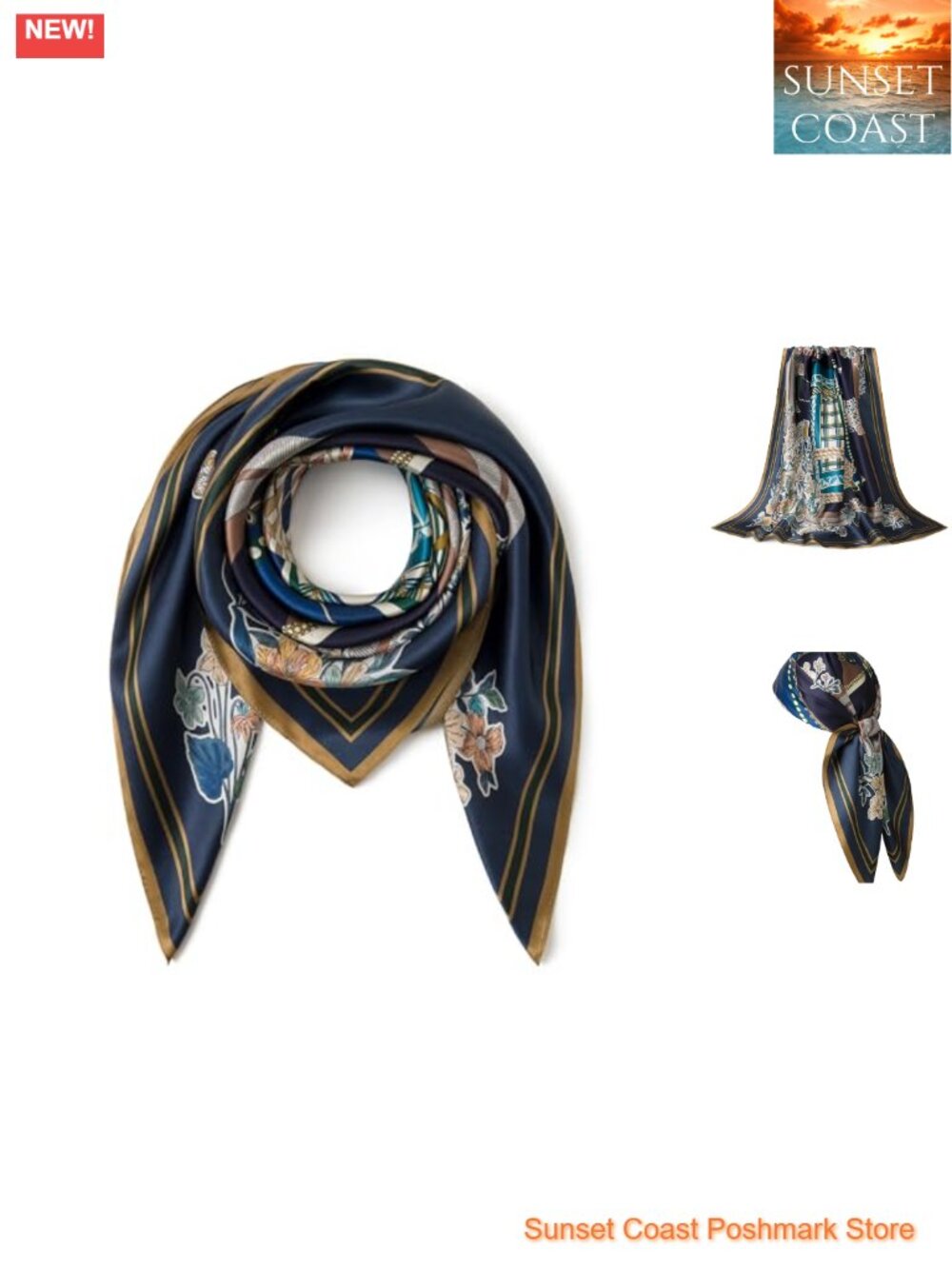 100% Mulberry Silk Scarf - 35" Large Square Wrap, Soft & Lightweight Hair/Neck